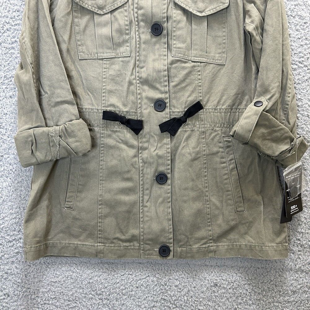 Shelby Collection Jacket Womens Small Green‎ Military Lace Trim Utility Full Zip - Picture 3 of 16